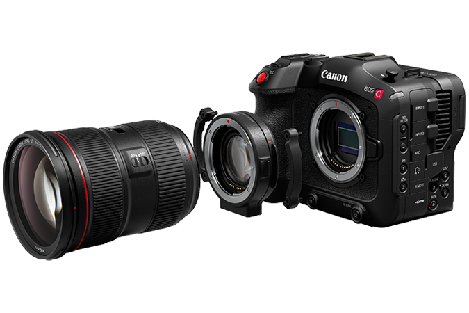 Canon EOS C70 with EF-EOS R 0.71x speedbooster