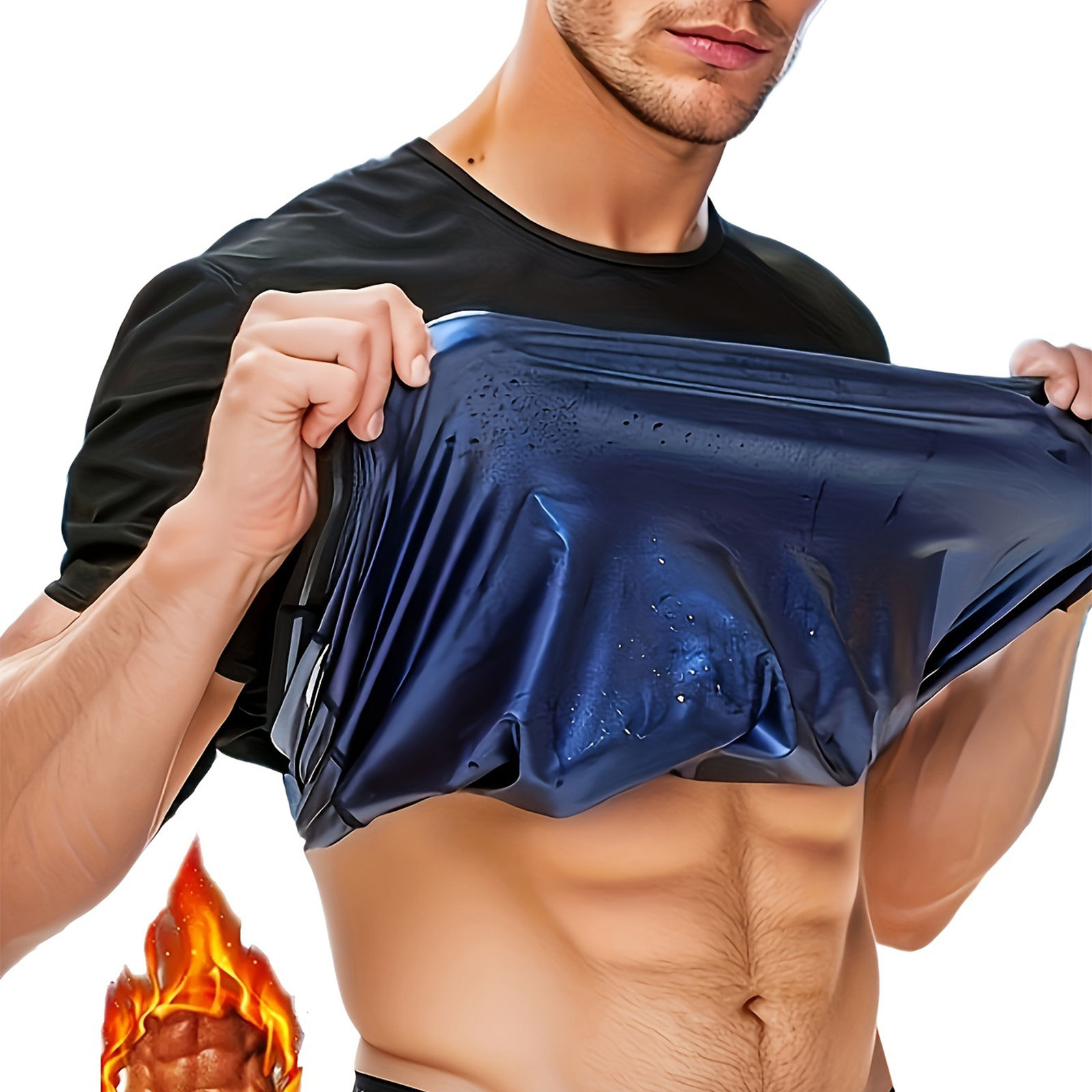 Sauna Sweat Suit Shapewear Top Short Sleeves Men Performance T-Shirt Comfortable