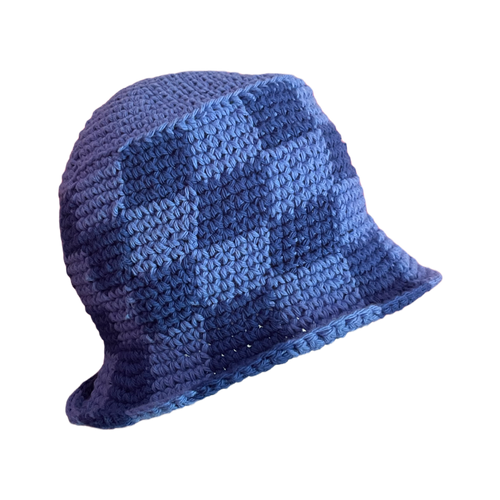 Midnight Blue Checkered Bucket Hat | Aulbalu