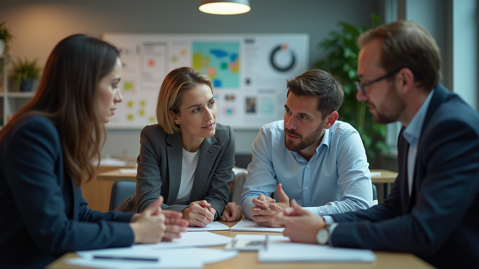 Close-up view of a team brainstorming innovative ideas