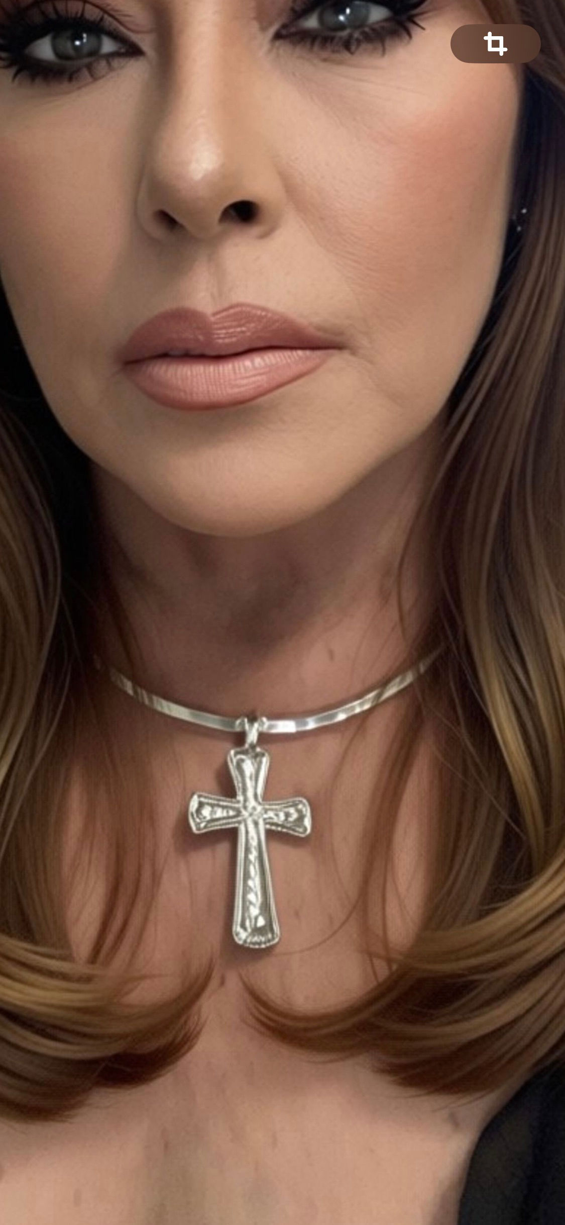 Silver Crucifix Choker Necklace