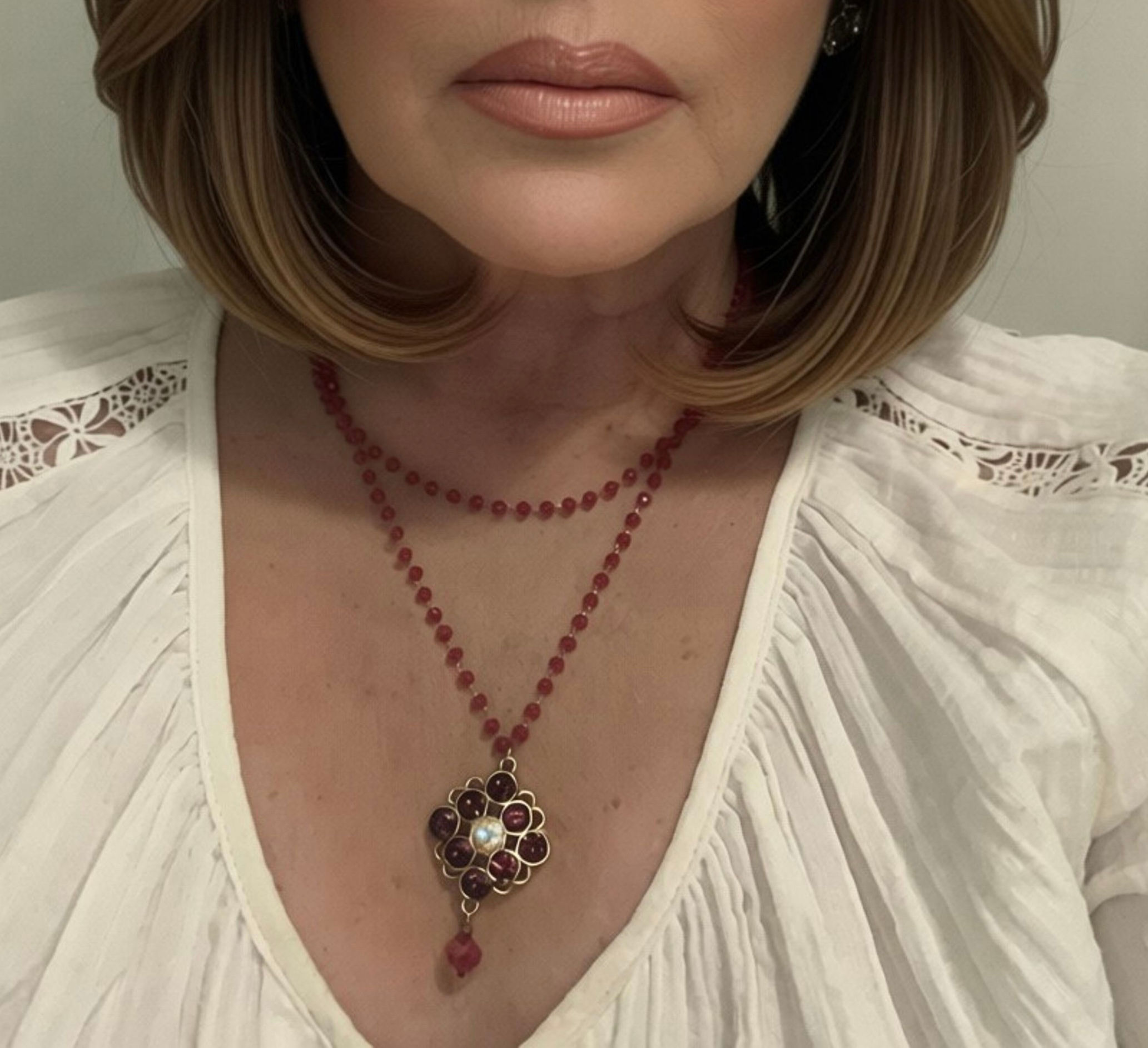 Red Crystal Pendant Necklace