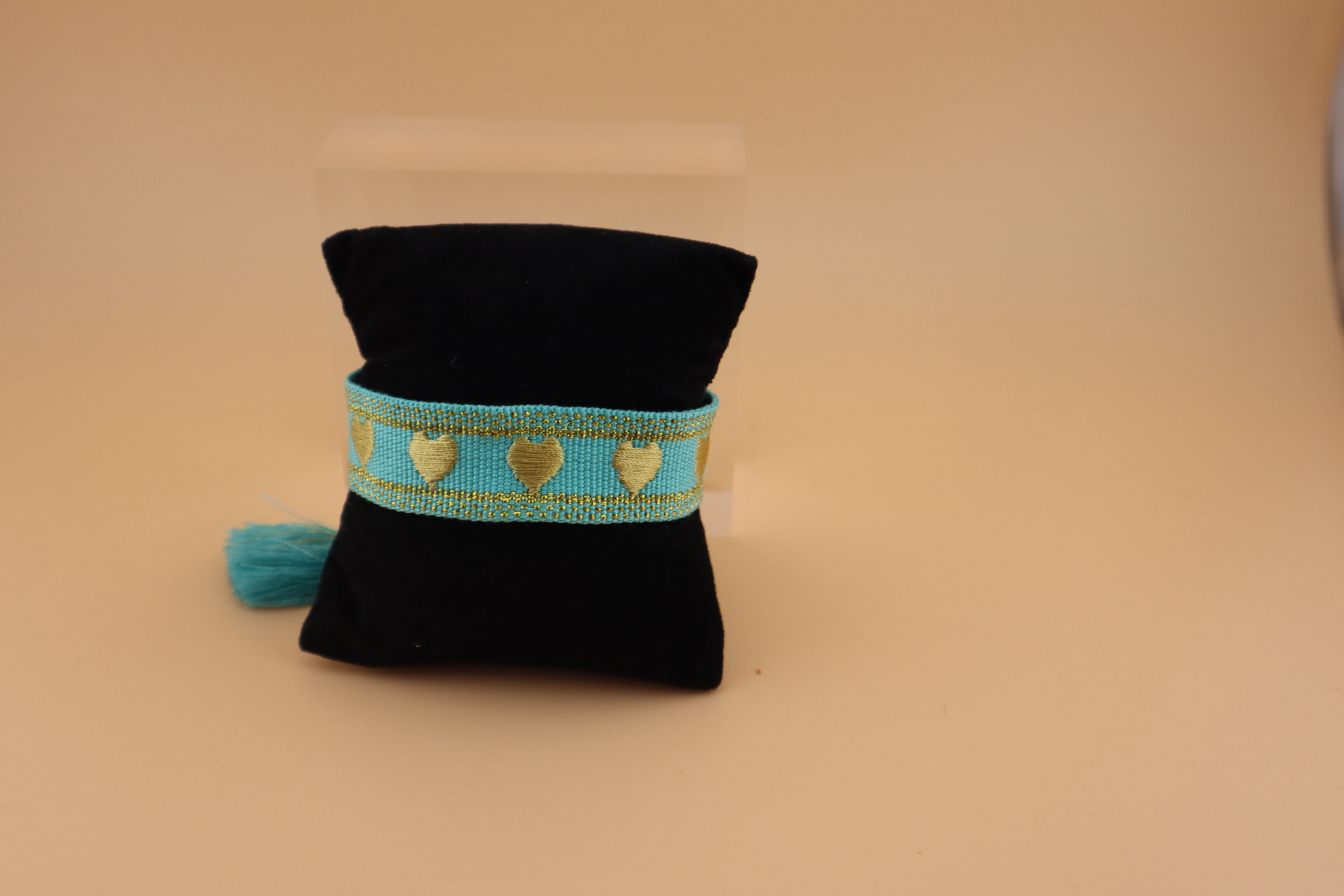 Blue band bracelet with hearth