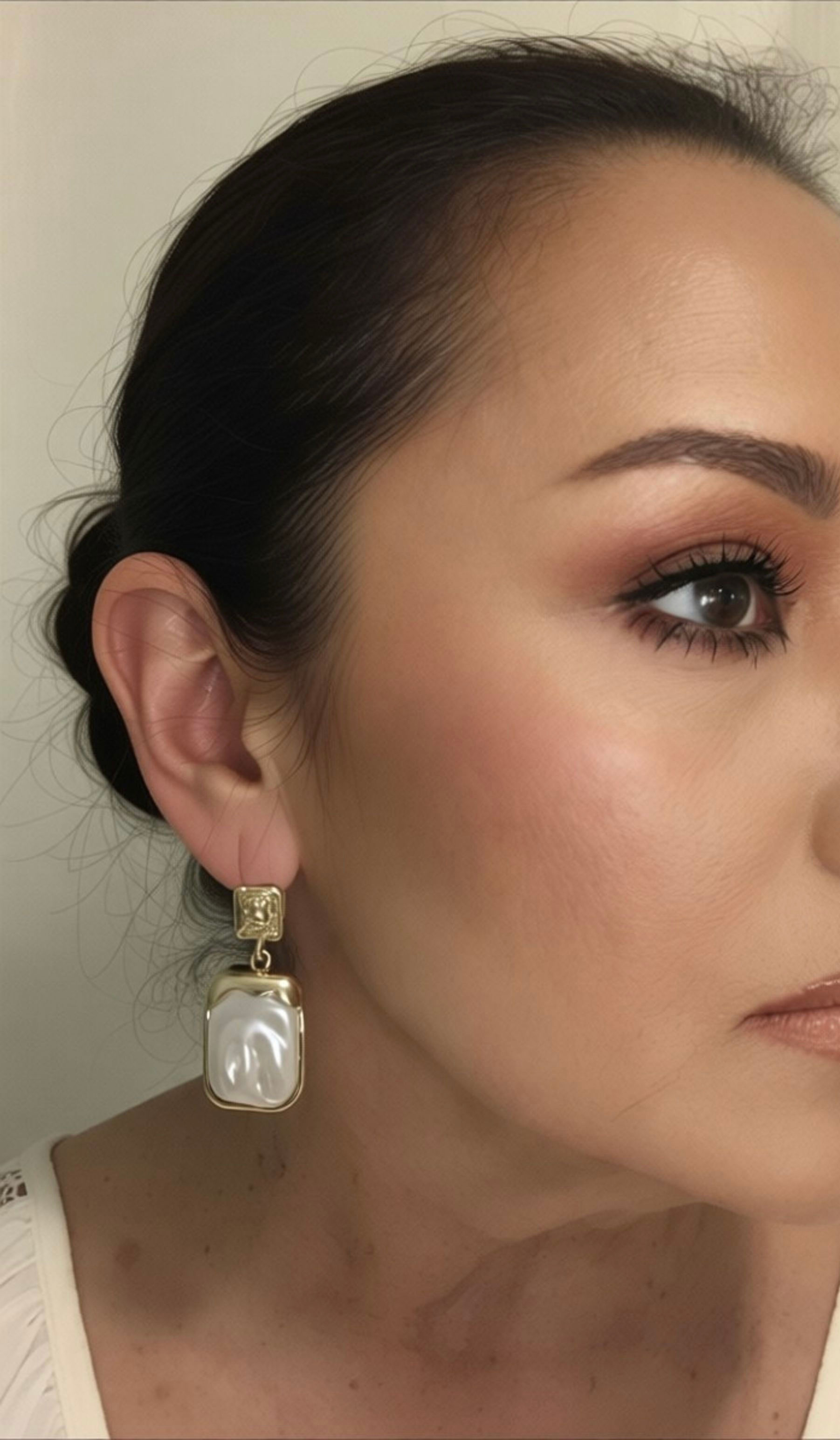 Golden Pearl Tone Earrings
