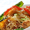 freshly cooked meal of noodles