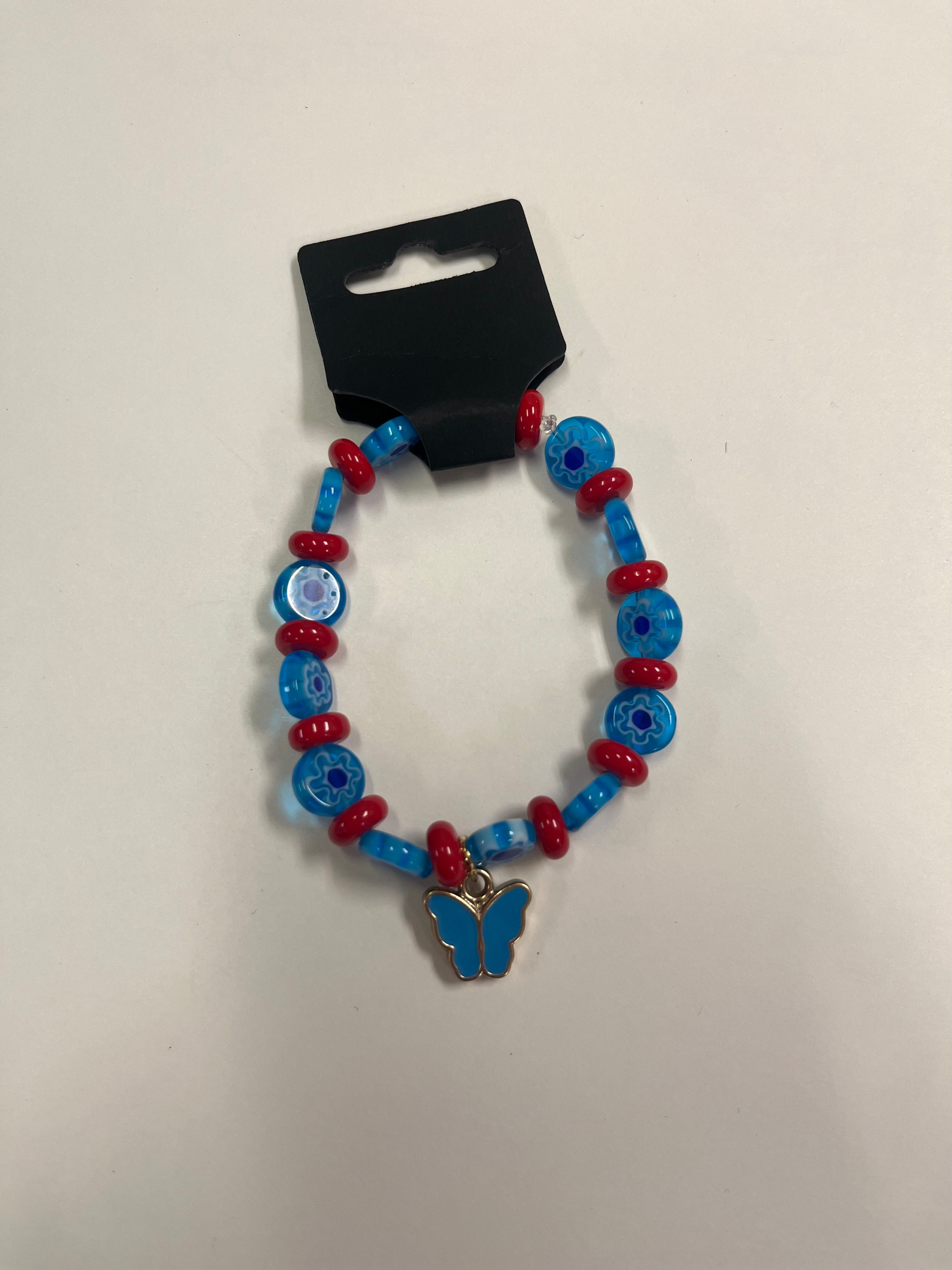 Blue and Red Butterfly Bracelet