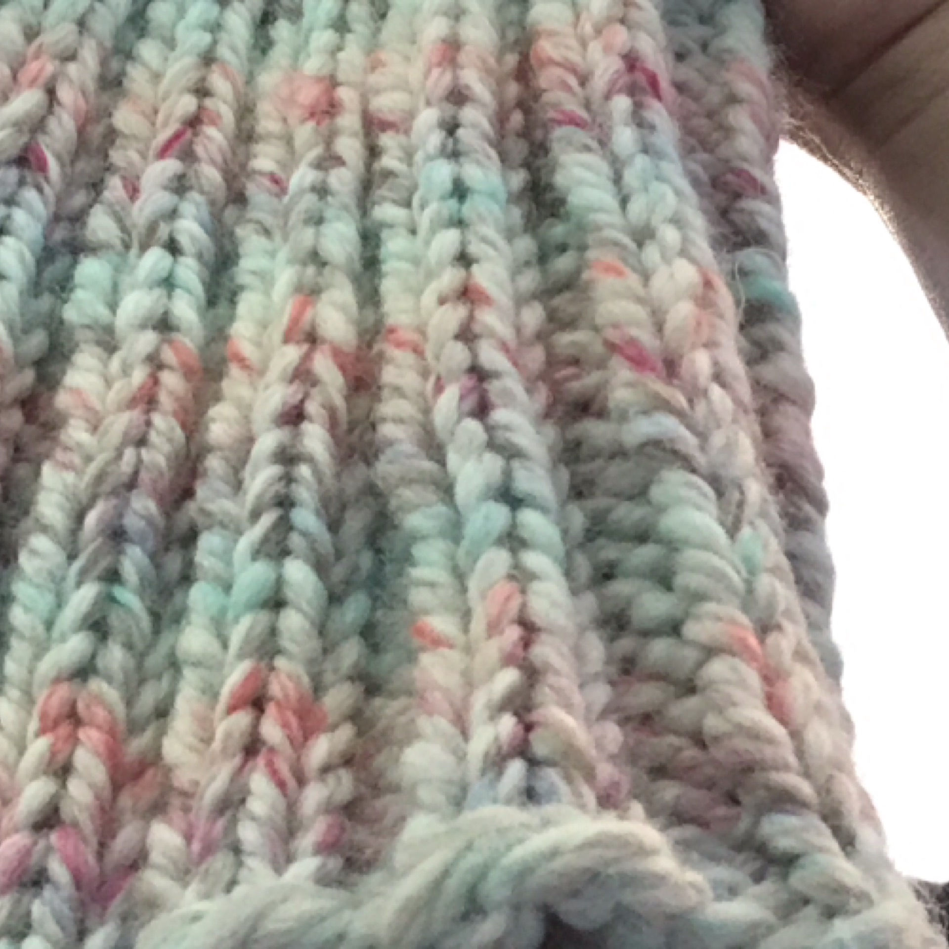 Handmade by Carol knitted beanie multi color