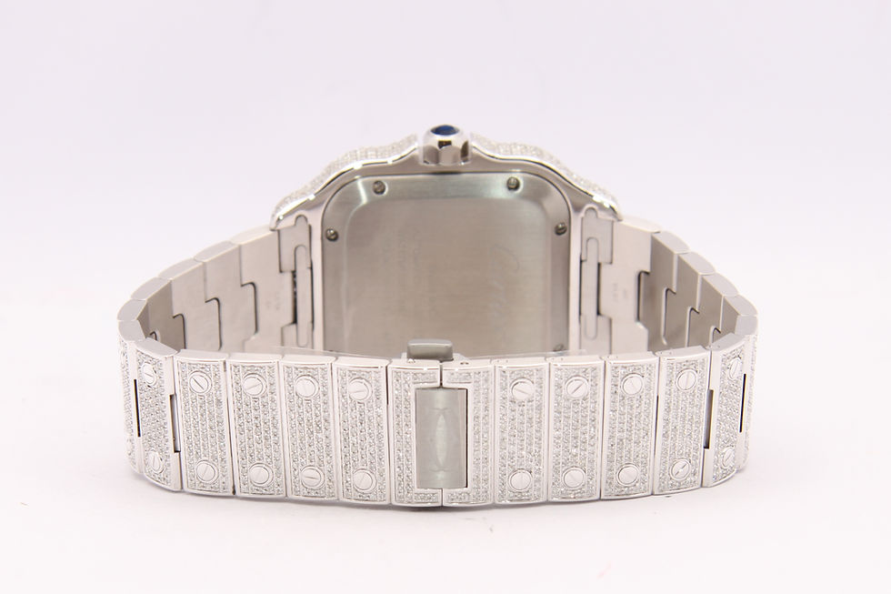 Thumbnail: Cartier Santos Large Barbie Iced Out Pink Dial WSSA0018 Full Set 2026 Monaco clasp