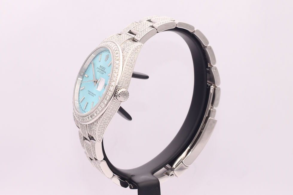 Thumbnail: Rolex Datejust 41 Iced Out Platinum Blue Dial 126300 Monaco side