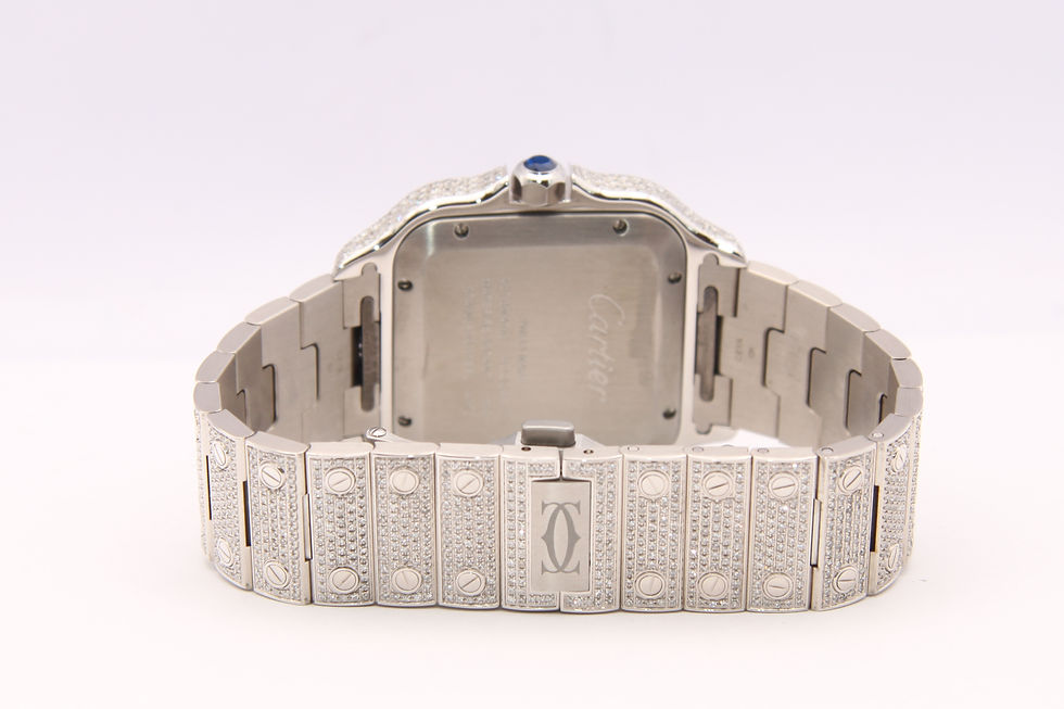 Thumbnail: Cartier Santos Large WSSA0018 Iced Out Diamond Full Set 2024 Monaco clasp