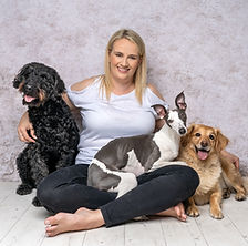 Owner and Professional groomer of W.A.G.S. wash and groom salon pictured with dogs