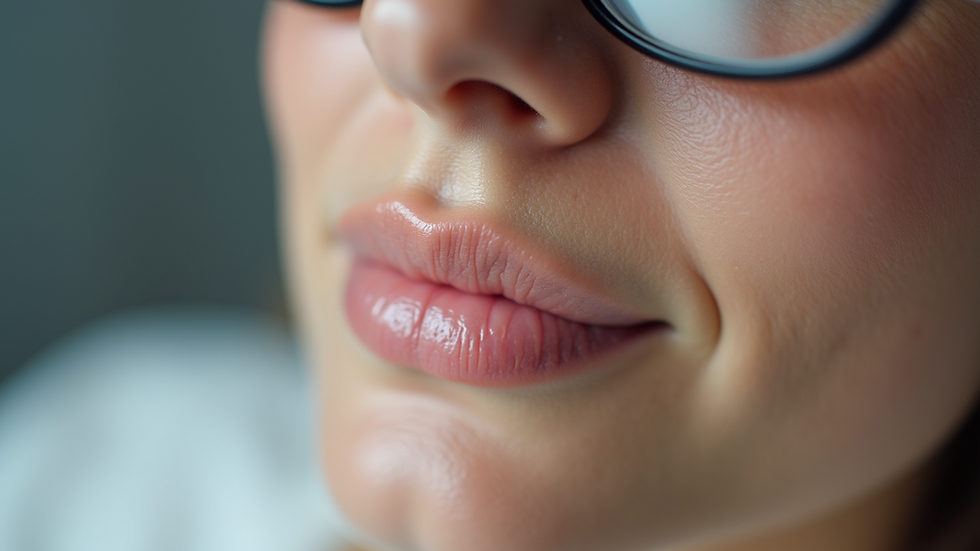 Close-up view of PDO thread insertion on facial skin
