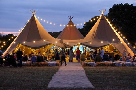 Tipi festival wedding in Hampshire