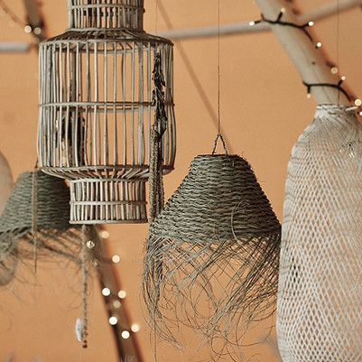 rattan lampshade hire for tipi weddings