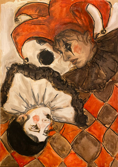 Puppets - 
Oil and Charcoal on Canvas Board - 
70cm x 50cm