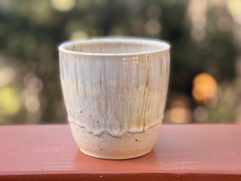Thumbnail: Small handmade stoneware ceramic planter with textured glaze