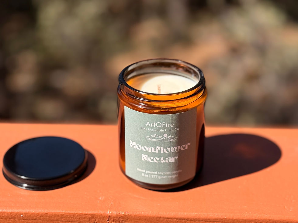 Thumbnail: Moonflower Nectar 8 oz hand poured soy candle in amber jar