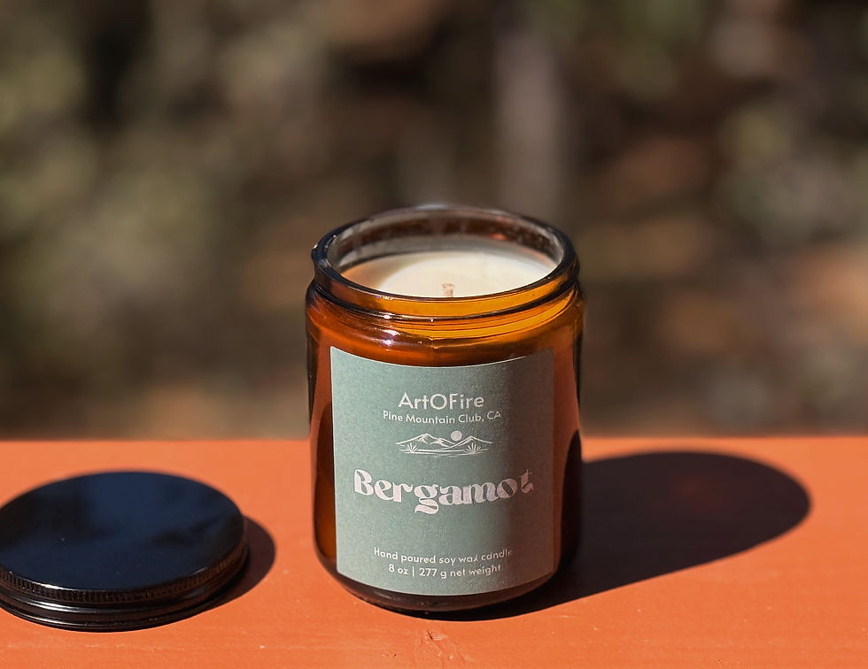 Thumbnail: Bergamot Hand Poured Soy Candle in an amber glass jar