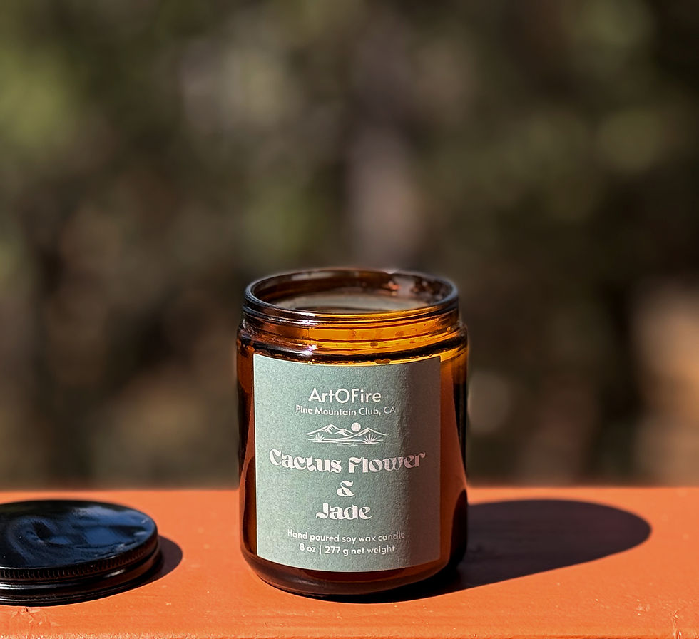 Thumbnail: Cactus Flower & Jade hand poured soy candle in amber jar