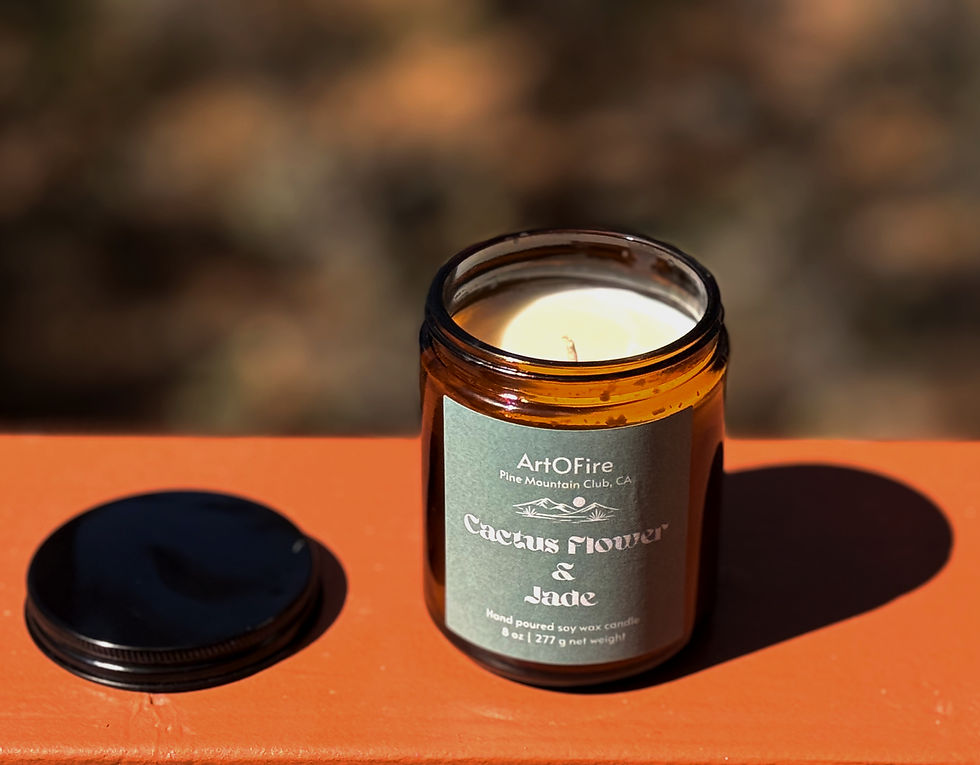 Thumbnail: Cactus Flower & Jade hand poured soy candle in an amber jar