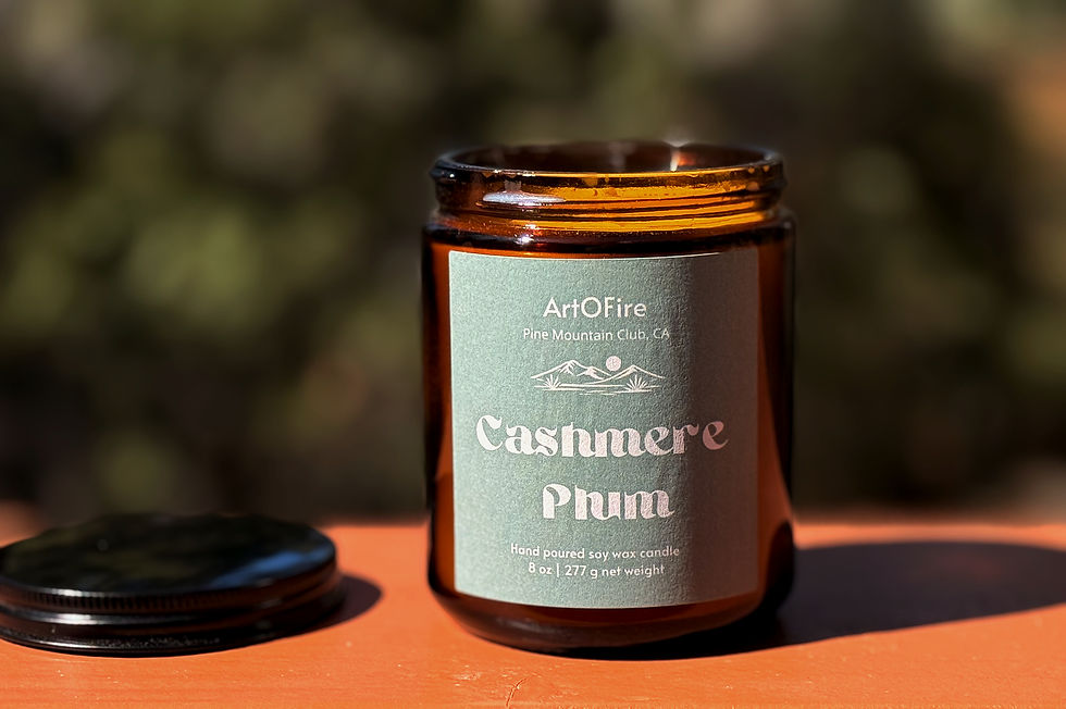 Thumbnail: Cashmere Plum hand poured soy candle in amber jar