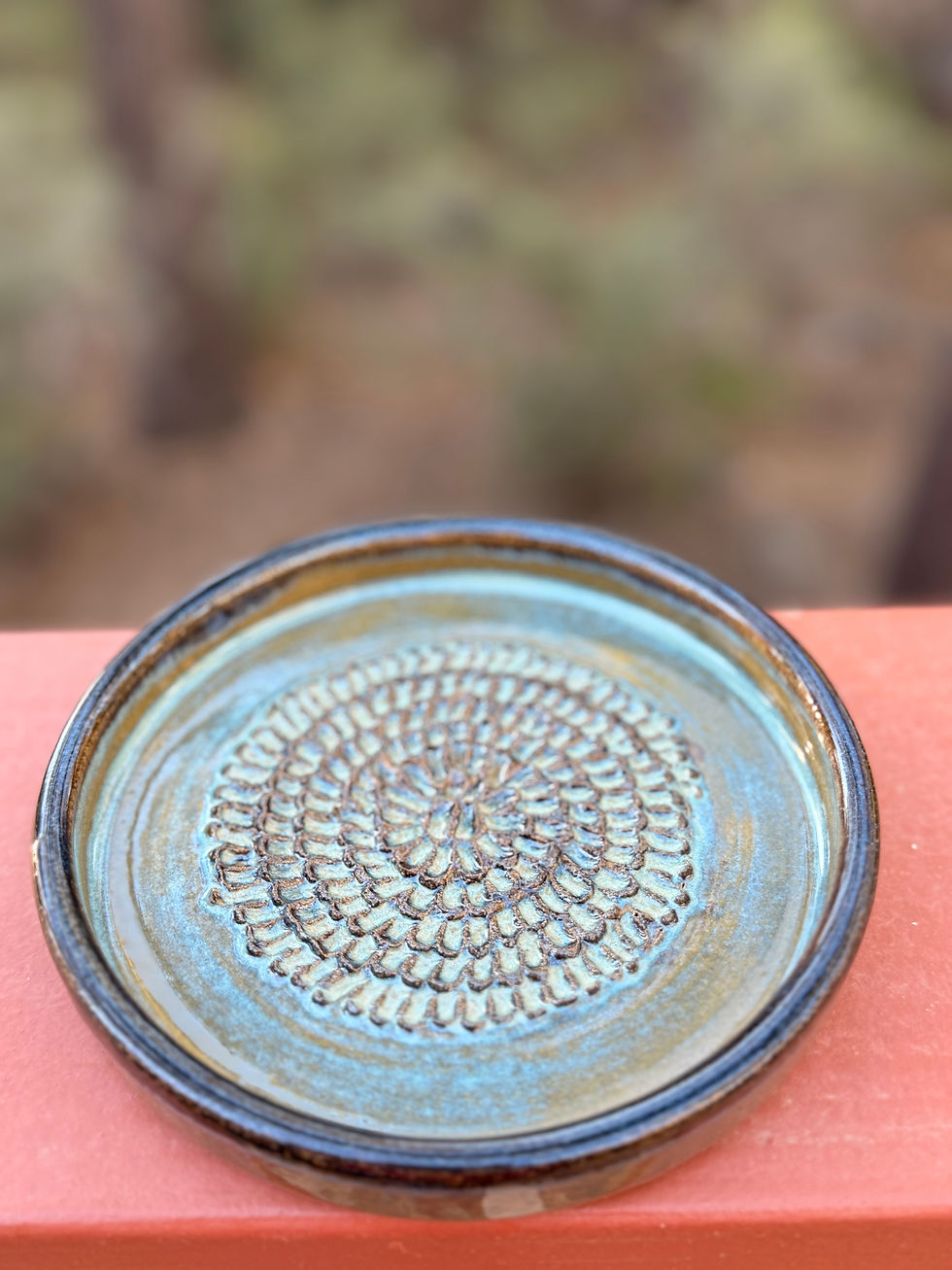 Thumbnail: Handmade Pottery Garlic Grater | Blue Green Ceramic Grating Plate