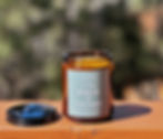 Santal and Coconut hand poured soy candle in amber jar