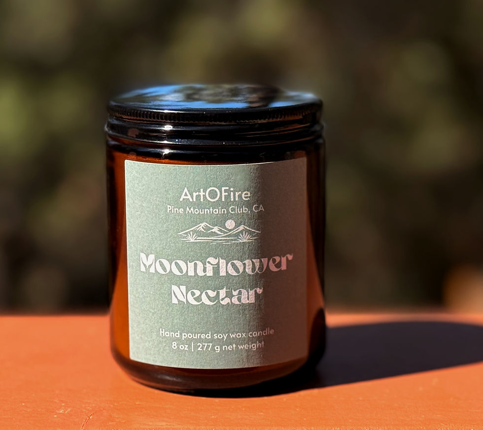 Thumbnail: Moonflower Nectar hand poured soy candle in amber jar