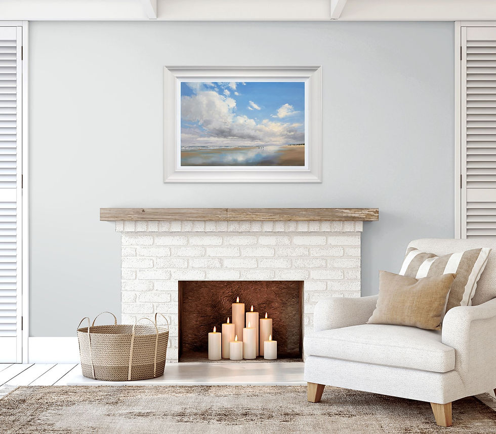 Thumbnail: Seascape painting by Ben Goymour above a fireplace