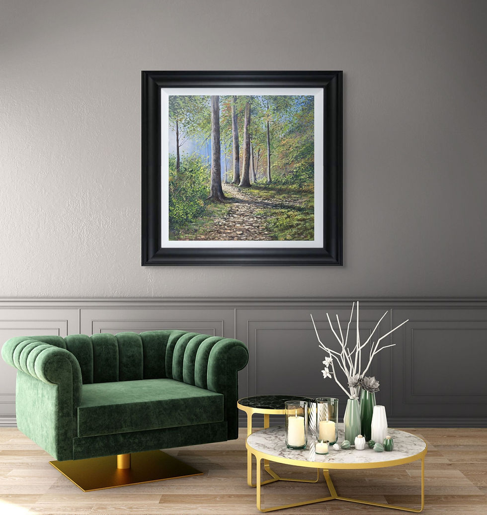 Thumbnail: Pathway to the Light – Woodland Landscape painting - Original Painting 31" x 31"