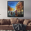 Thumbnail: Framed London cityscape original  Dusk on Regent Street by Ben Goymour hanging above a brown sofa in a modern living room