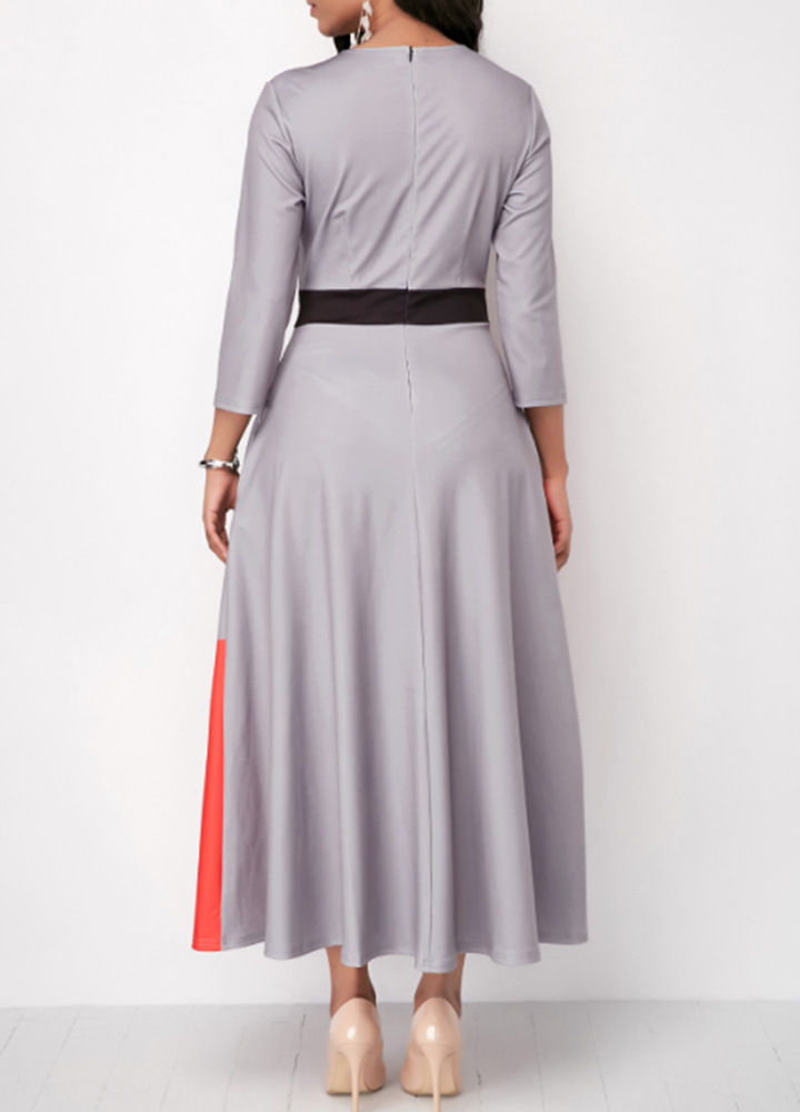 Thumbnail: Chic A-Line Midi Dress with Sleeves