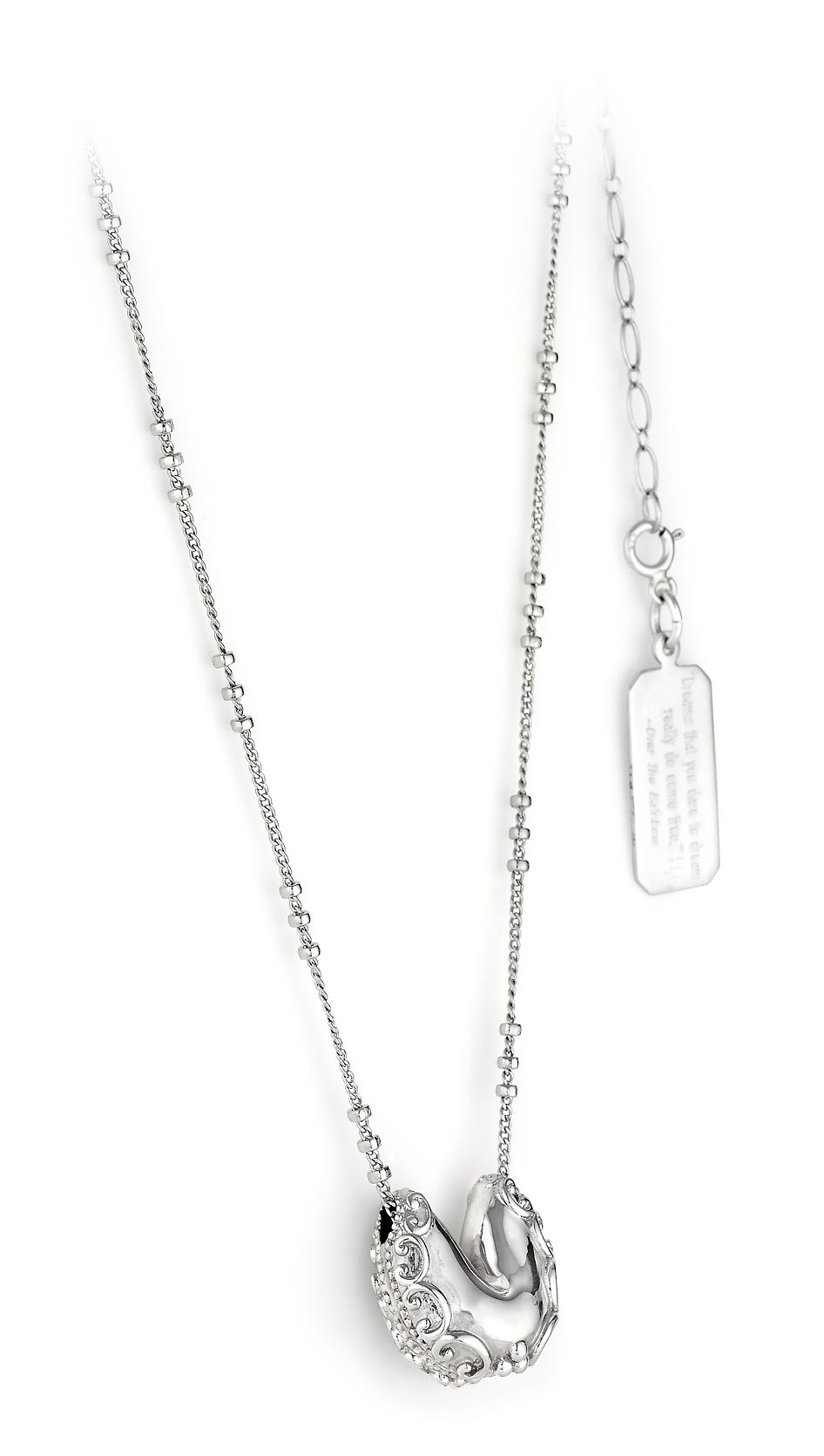 Thumbnail: Petite Silver Fortune Cookie Pendant with a Fortune Tag