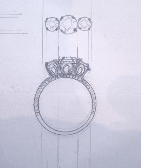 Hand-Drawn Sketch of a Custom Engagement Ring by Shana Farr