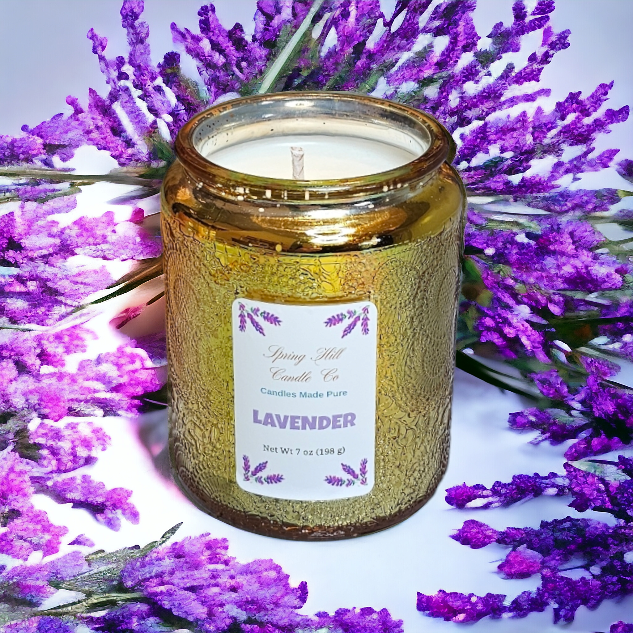 Lavender 7oz Gold Glass Jar