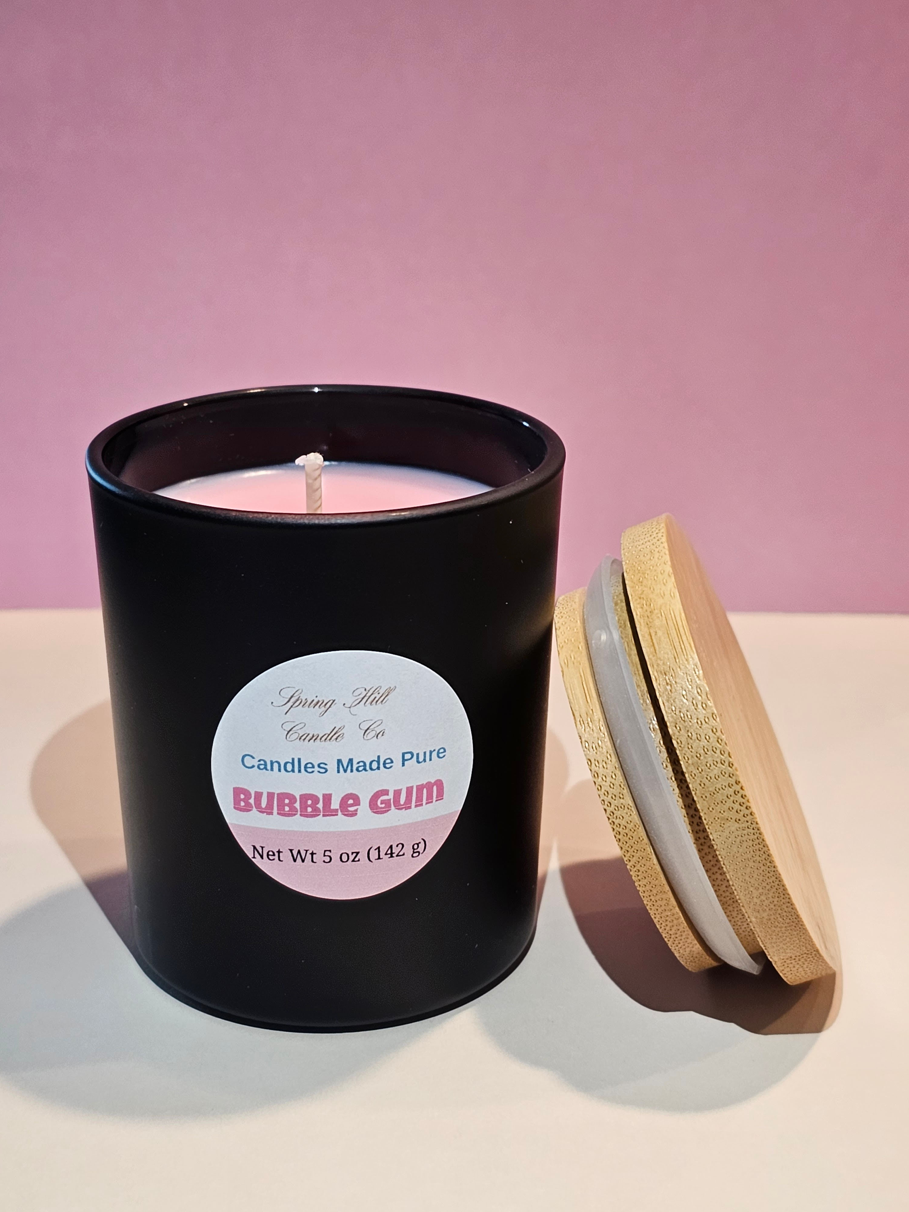 Bubble Gum 5oz Black Glass Jar