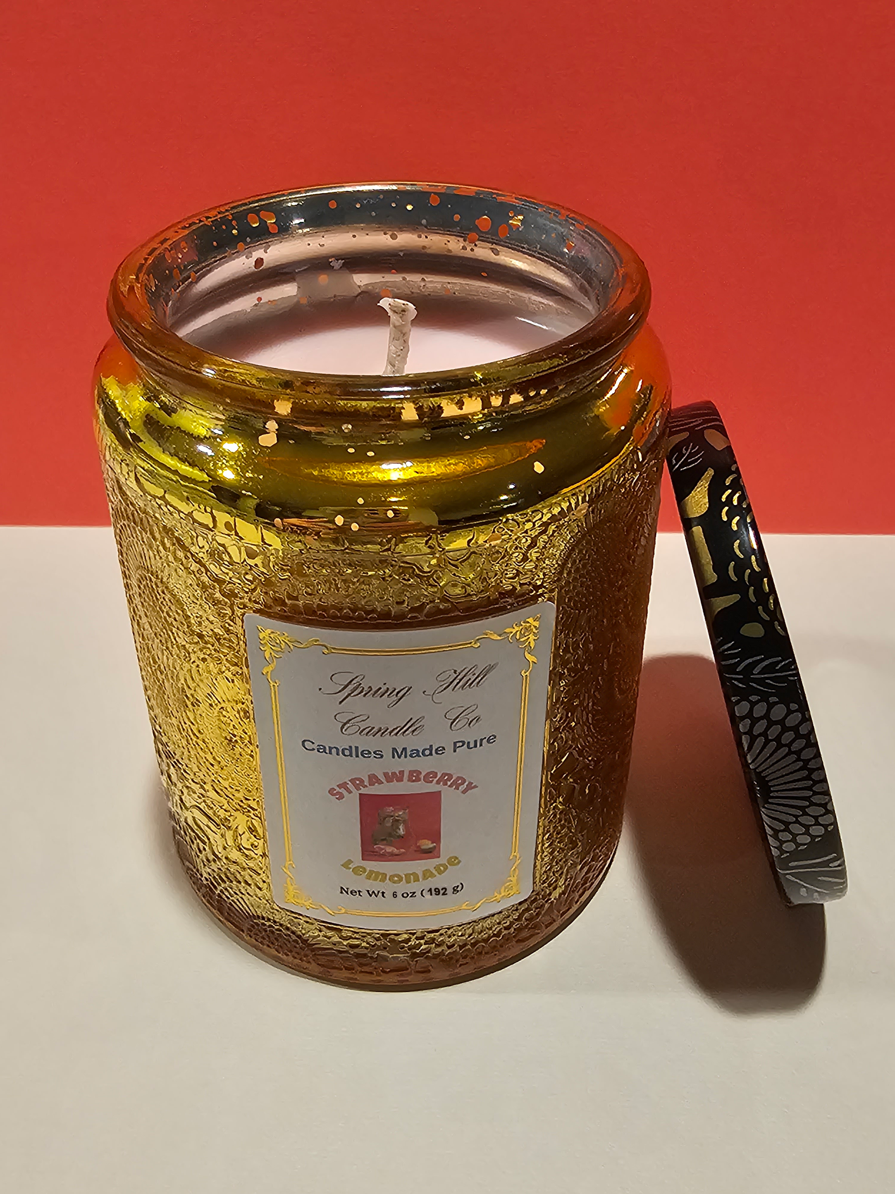 Strawberry Lemonade 6oz Gold Glass Jar