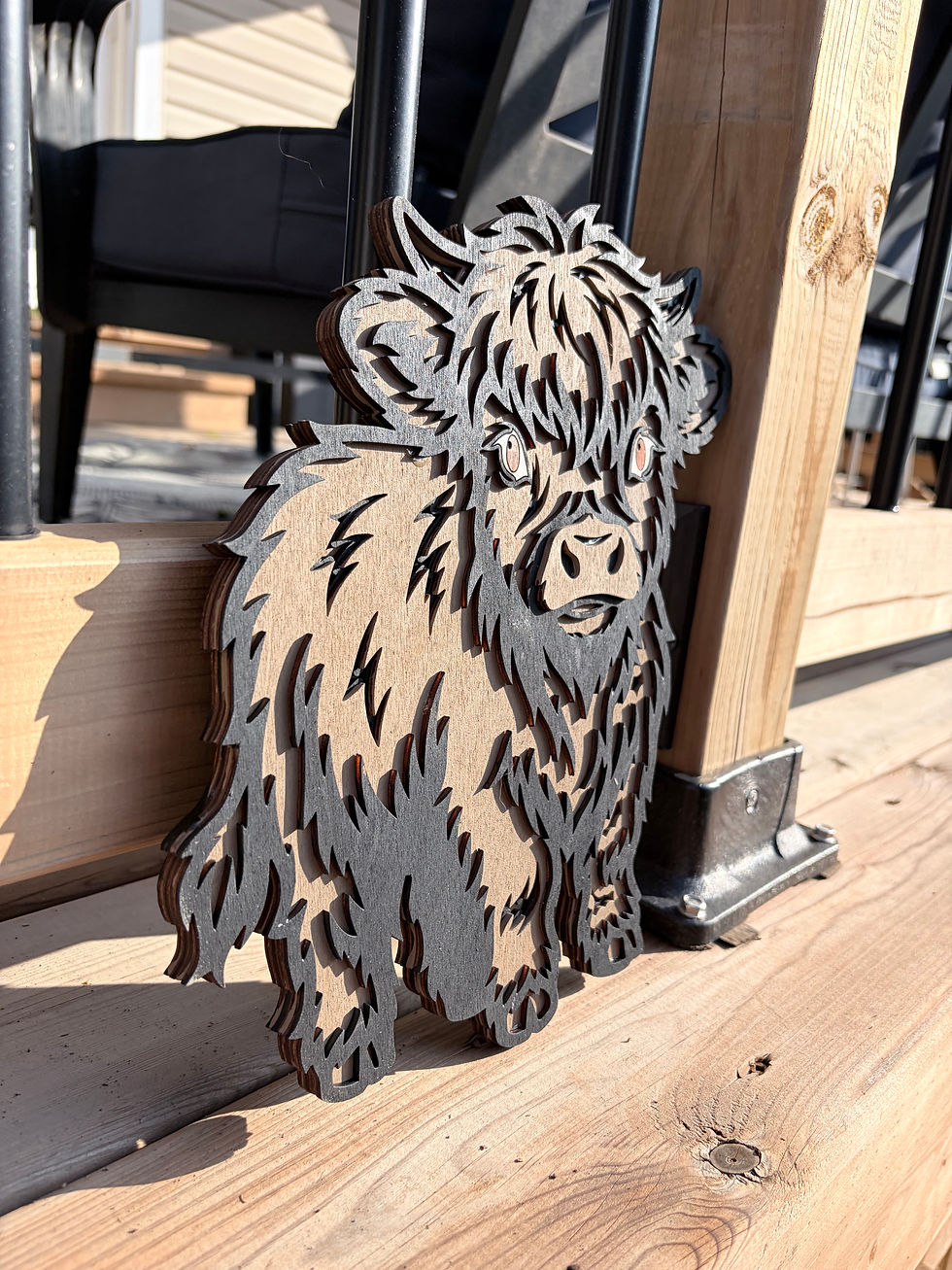 Thumbnail: Handmade Layered Wood Highland Cow Wall Arts