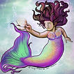 a pen and ink drawing of a toddler mermaid