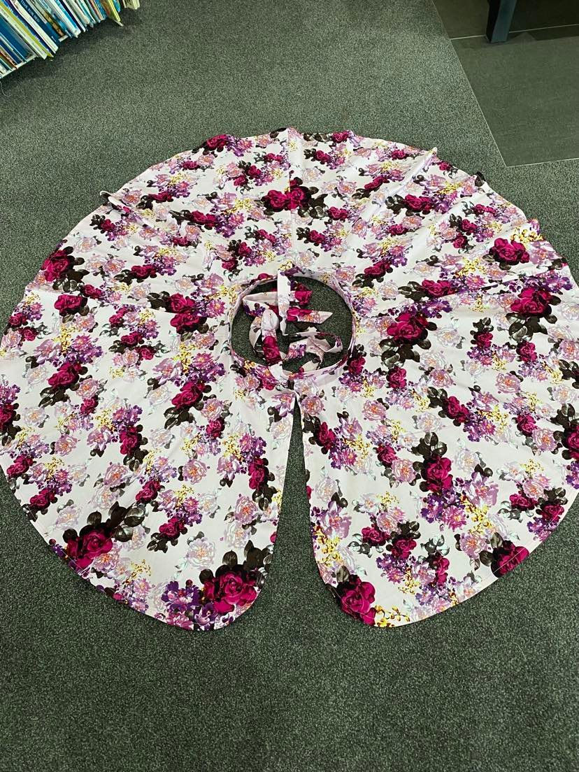 Thumbnail: Pink Burgundy Floral - Circle Wrap Skirt