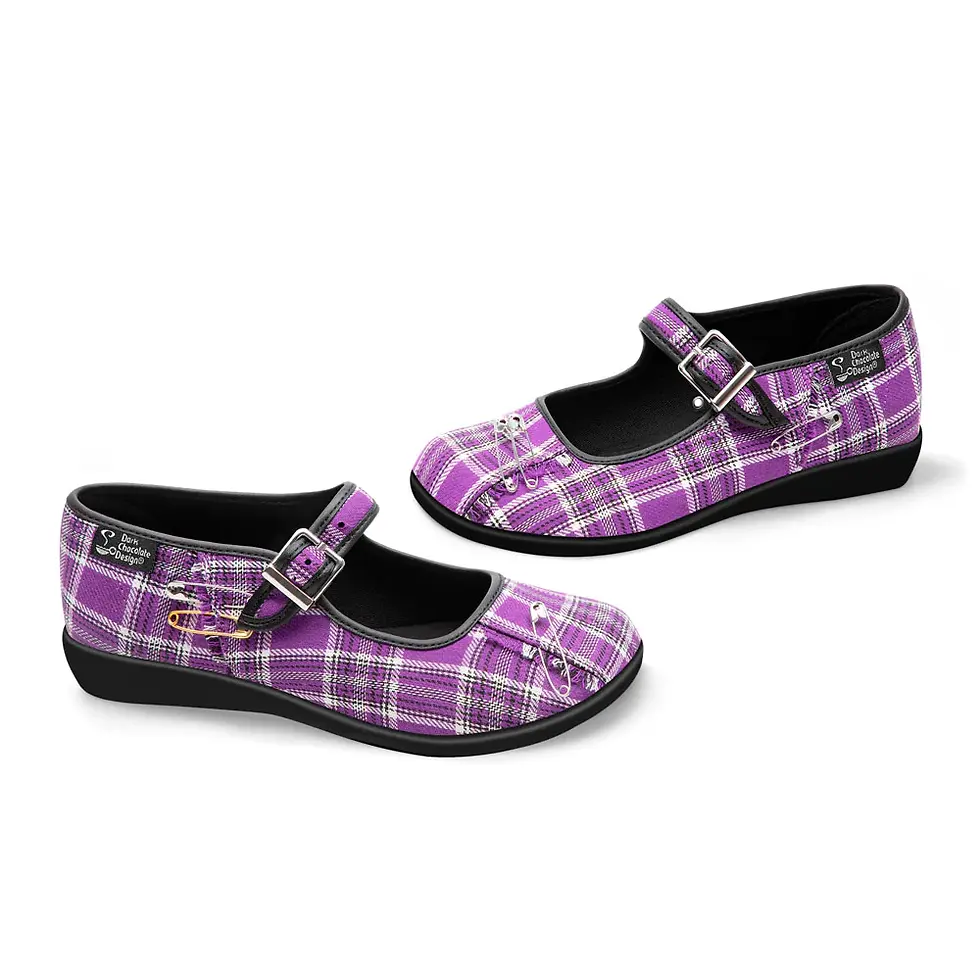 Thumbnail: Sides Purple Tartan - Hot Chocolate Design Chocolatica Mary Jane Flats