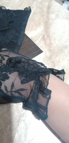 Thumbnail: Black Lace Gloves, Hand View