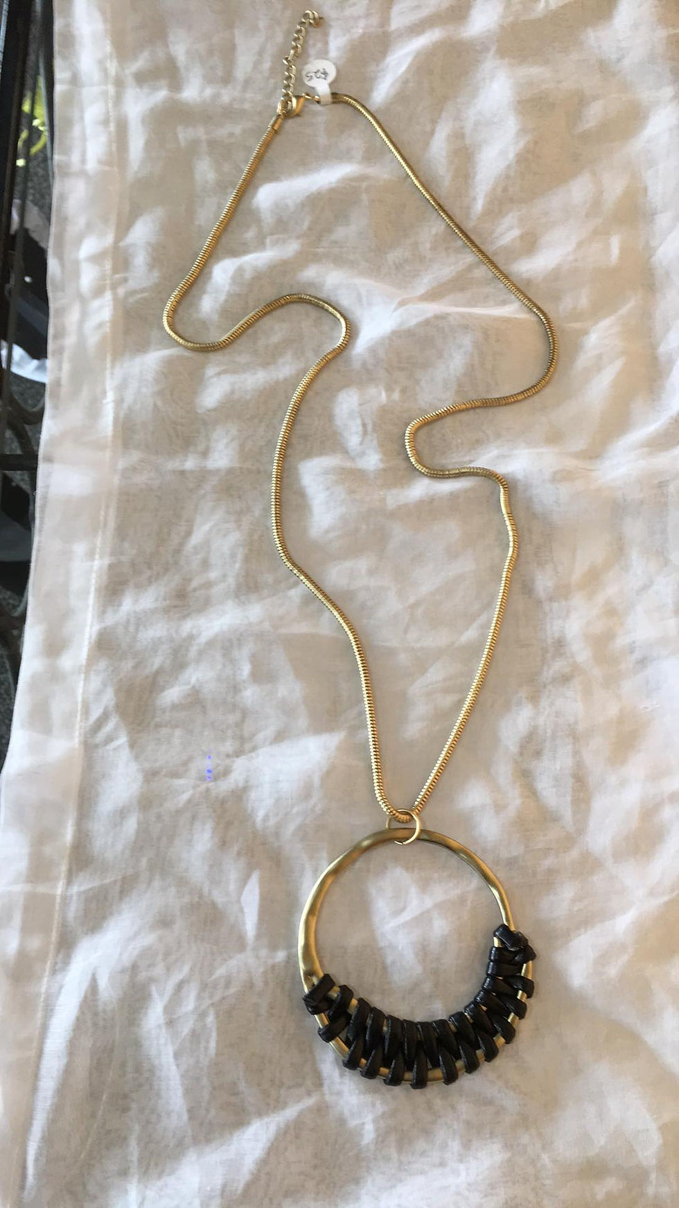 Thumbnail: Gold Tone Circle Plait Necklace on White