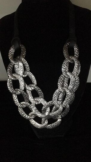 Thumbnail: Flat Double Chain Necklace on black