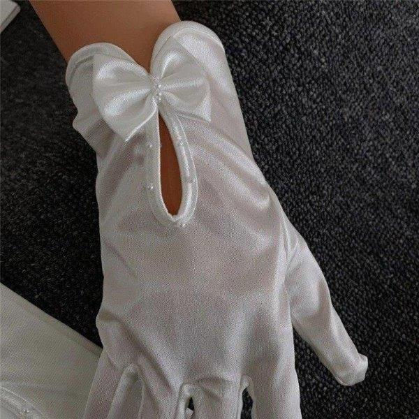 Thumbnail: White Satan Gloves, Closeup View
