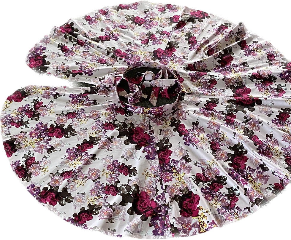 Thumbnail: Pink Burgundy Floral - Circle Wrap Skirt