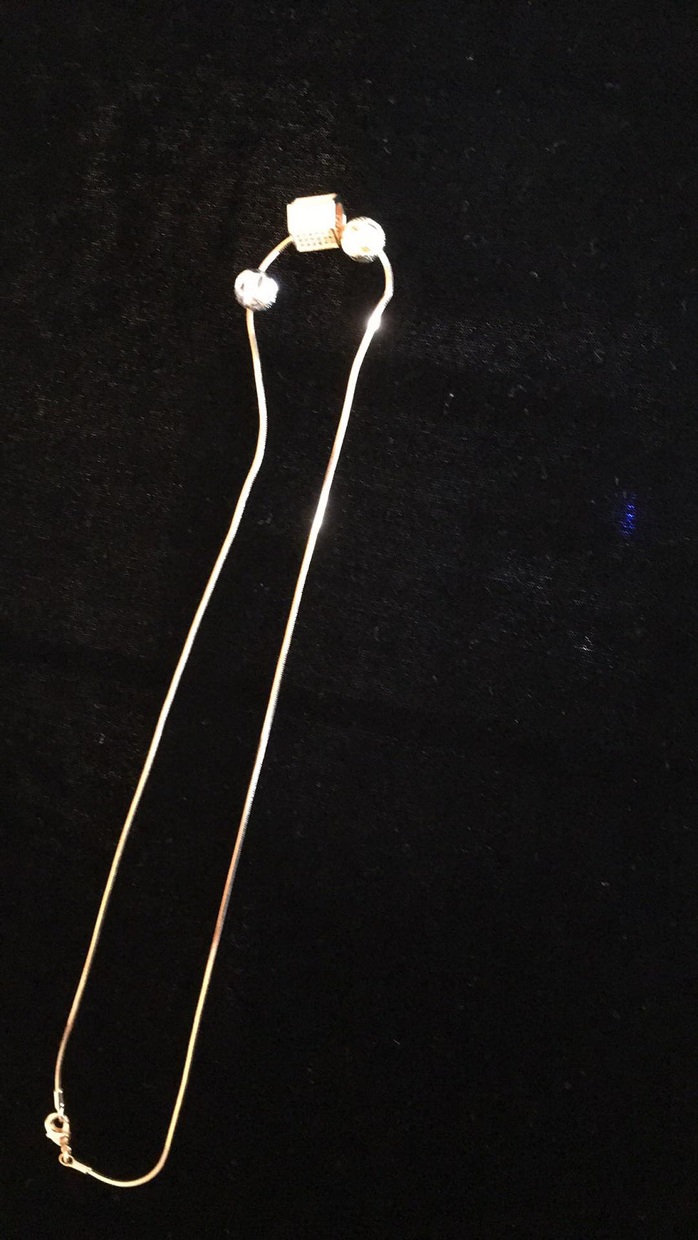 Thumbnail: Petite 2 balls cube Necklace Gold Tone, Front View