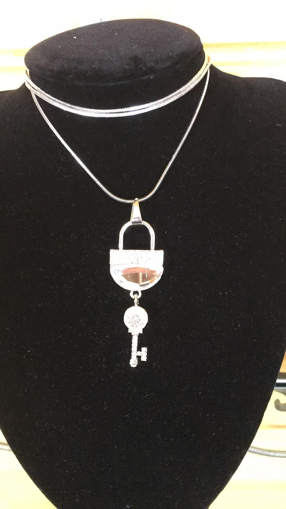 Thumbnail: Glitz Lock & Key Necklace on black