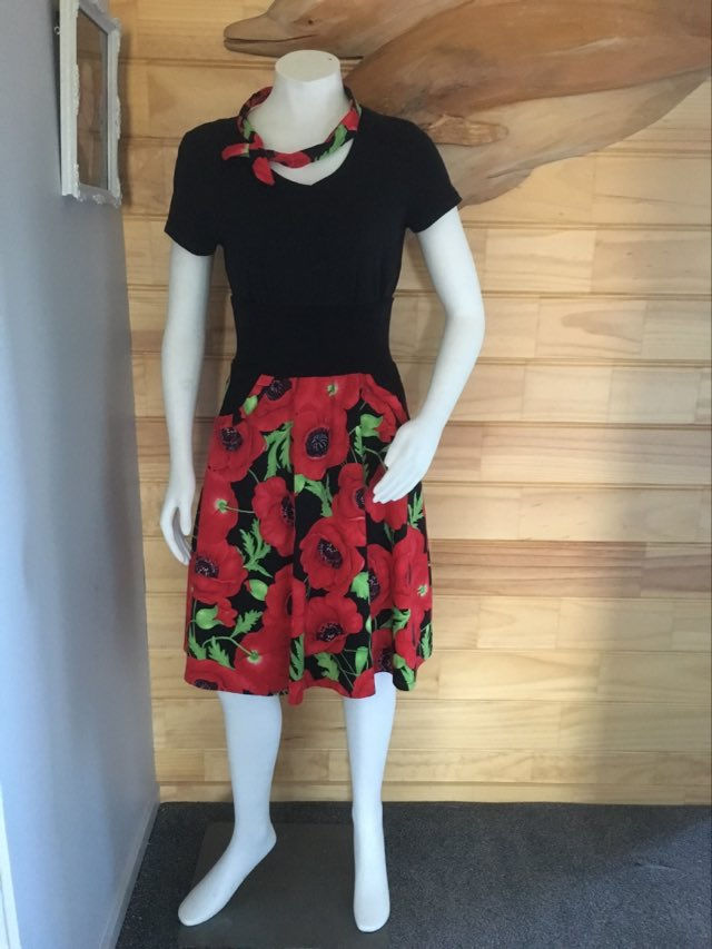 Thumbnail: Black wide stretch waistband, 2 hip pockets, Poppy Skirt without Tulle Petticoat, Front View