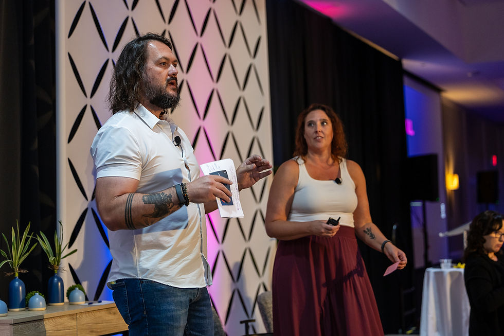 Maggie Redling and Coleman Williams of Wrestling with Talent on stage at CultureCon 2026 in Madison, WI